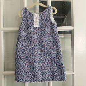 Janie and Jack Girls Tweed Dress Size 4 Red White Blue Sleeveless